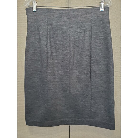 Ann Taylor Gray Wool Blend Side-Zip Elastic Waist Pencil Skirt Size 10 - Picture 2 of 4